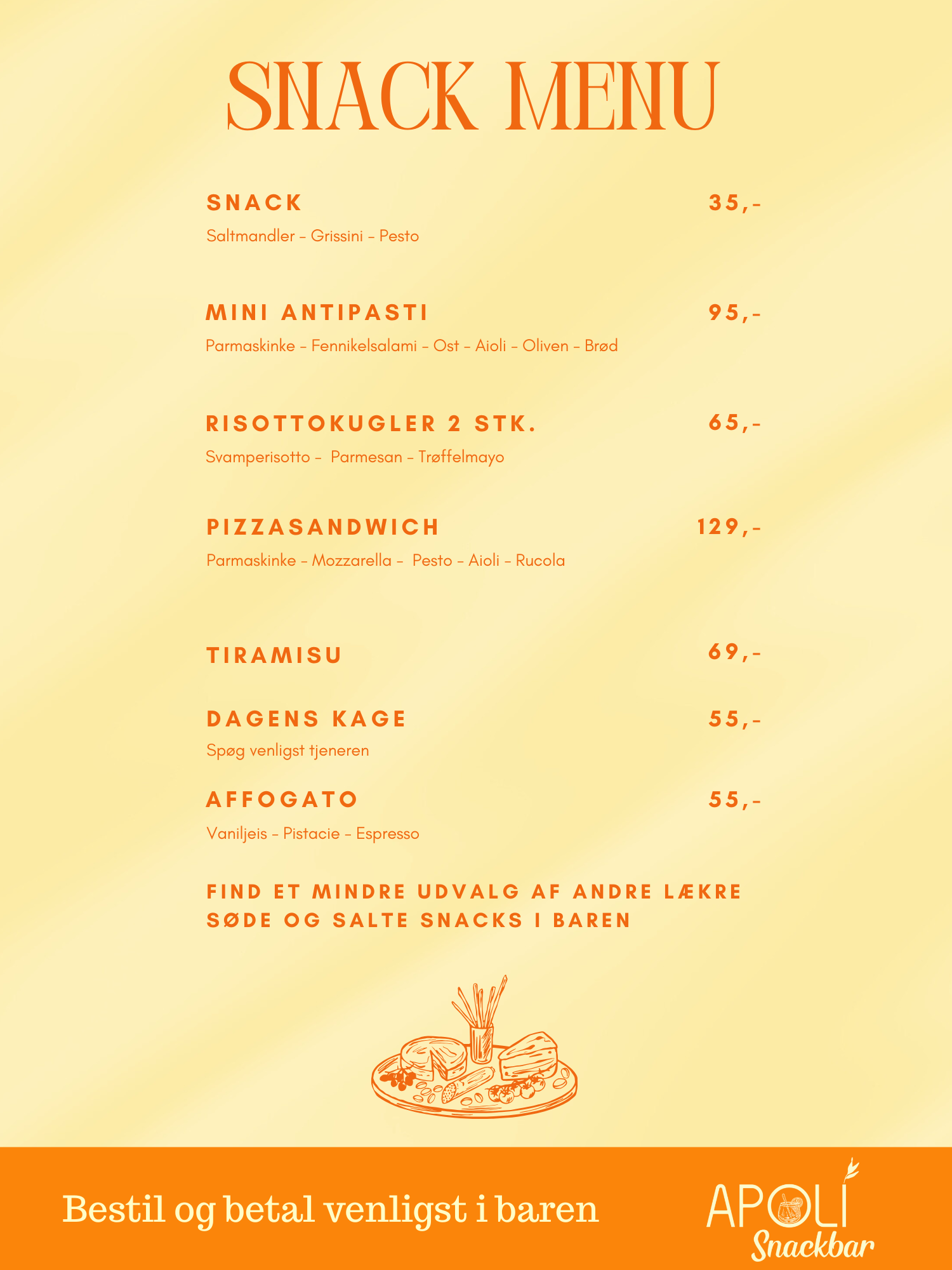 Menu Snackbar Apoli Brunch menu hos APOLI Restaurant Nyborg