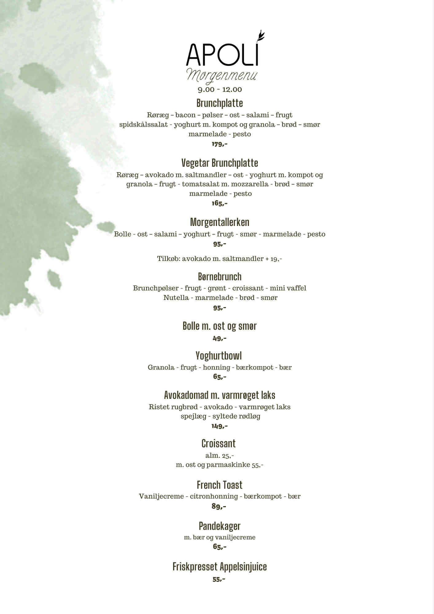 Morgenmenu for Apoli Nyborg