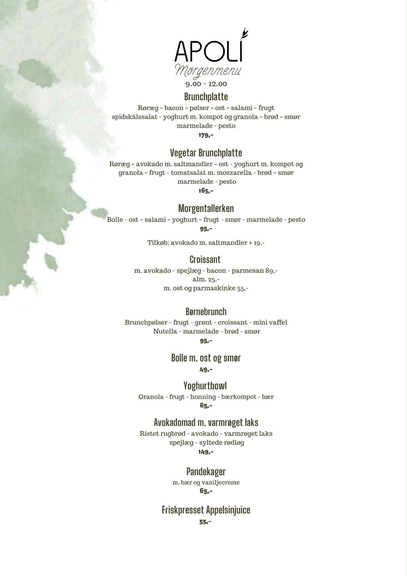 Morgenmenu for Apoli Nyborg
