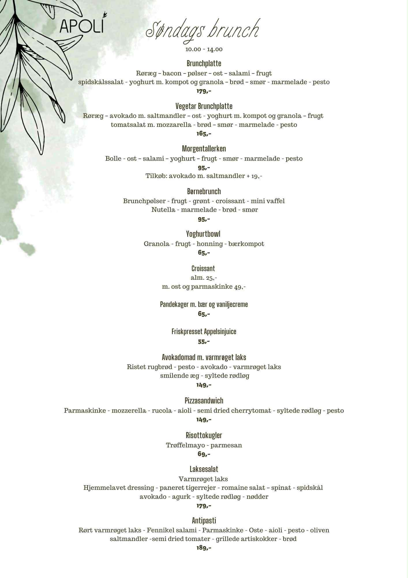 Børnemenu på restaurant Apoli