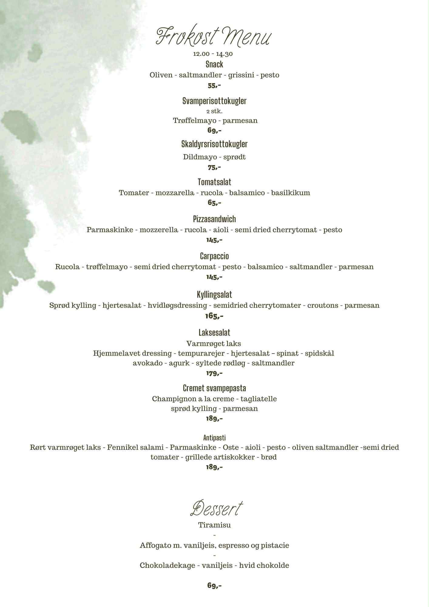 Frokost og aftenmenu APOLI Restaurant i Nyborg