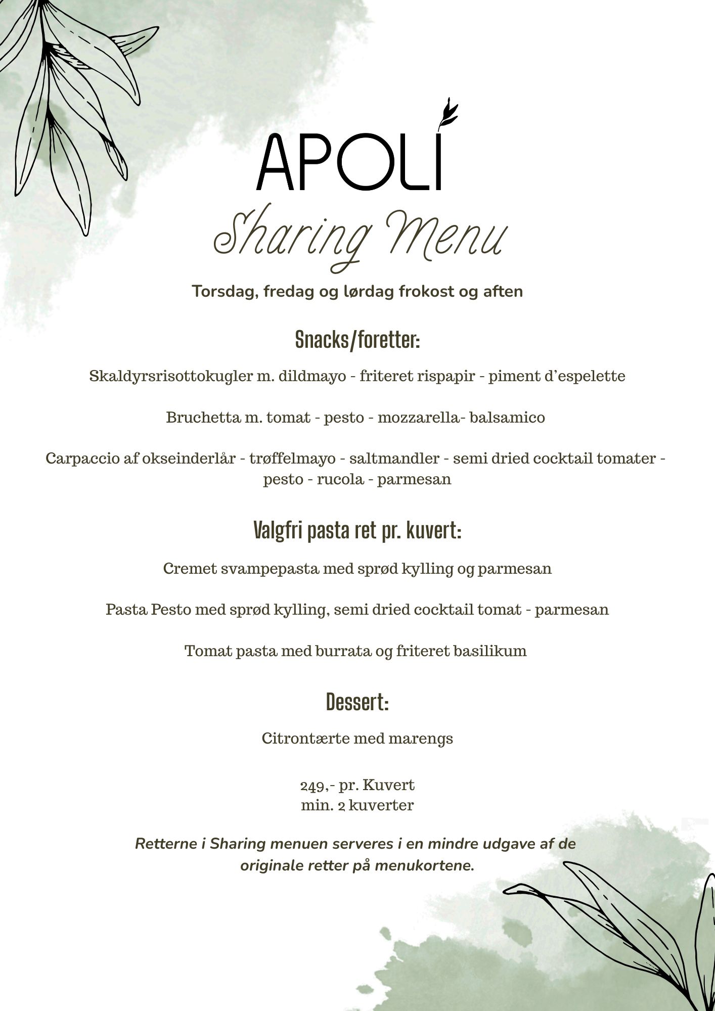 Morgenmenu for Apoli Nyborg