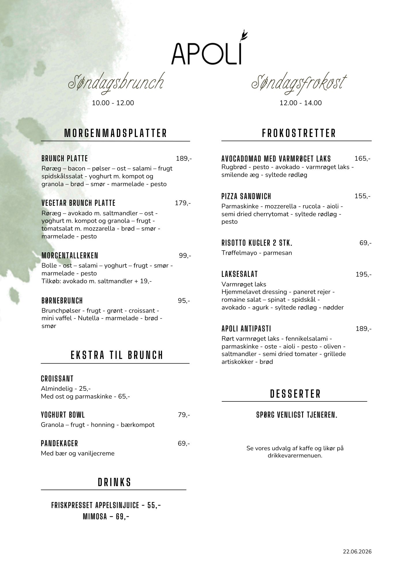 Søndags brunch i Nyborg Restaurant APOLI